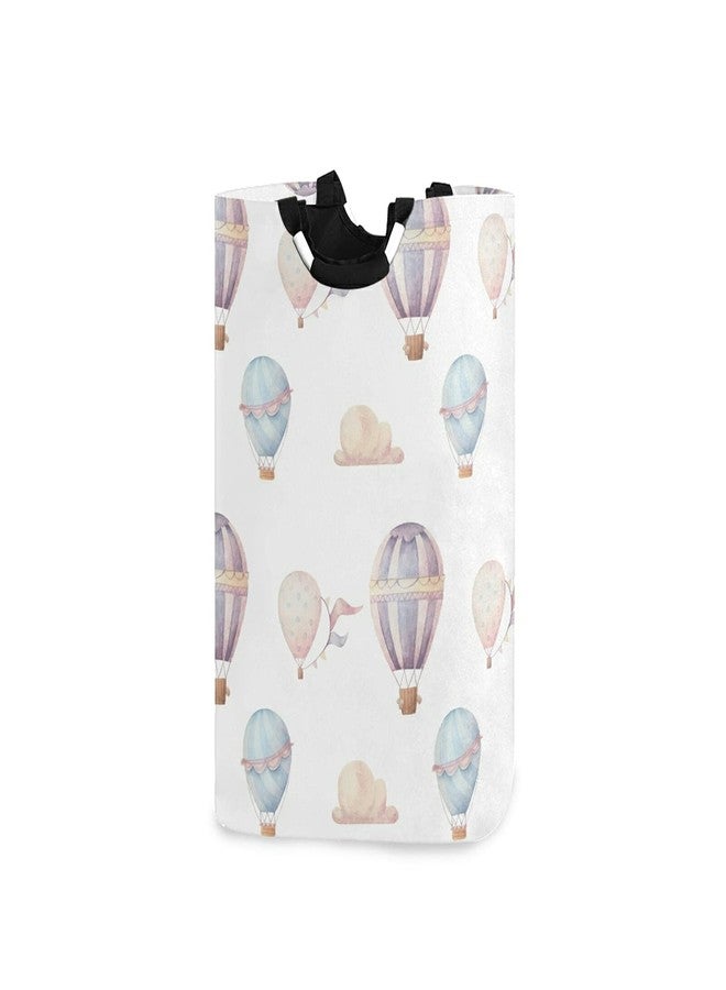 WELLDAY Laundry Hamper with Handle Watercolor Hot Air Balloon Laundry Baskets Foldable Dirty Clothes Basket Large Storage Laundry Organizer - Image 1