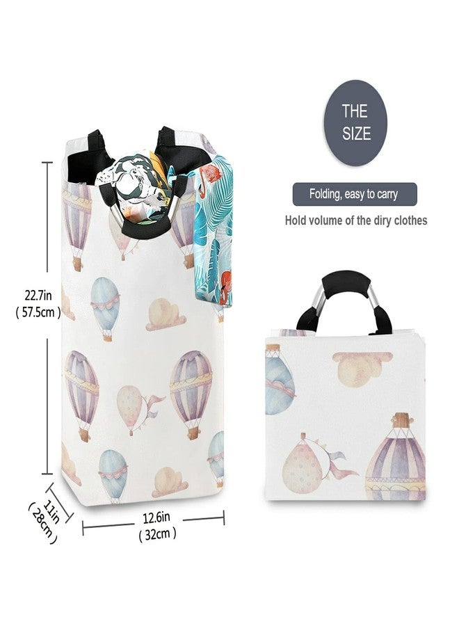 WELLDAY Laundry Hamper with Handle Watercolor Hot Air Balloon Laundry Baskets Foldable Dirty Clothes Basket Large Storage Laundry Organizer - Image 5