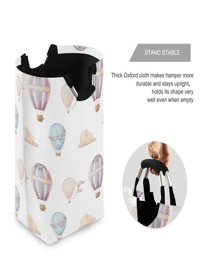 WELLDAY Laundry Hamper with Handle Watercolor Hot Air Balloon Laundry Baskets Foldable Dirty Clothes Basket Large Storage Laundry Organizer - Image 3