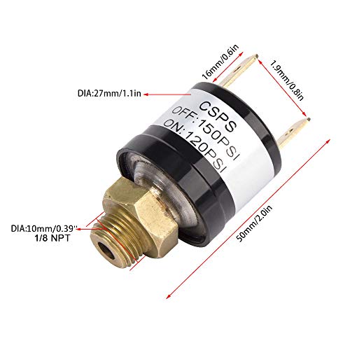 Etopars صمام تحكم ضغط Etopar 12V ثقيل الوزن 170-200 PSI لضاغط الهواء بوق السيارة والقطار - Image 4