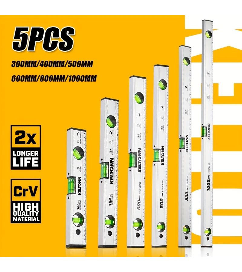 5Pcs Steel Levels Set 300MM to 1000MM Six Sizes Available - Image 1