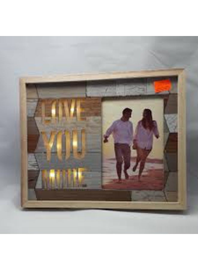 Generic valueable 1 Illuminated wooden photo frame "I love you more" - Image 1