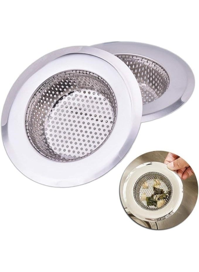 Stainless Steel Sink Strainer Silver – 11.5 cm Kitchen Sink Drain Filter for Food Waste, Hair & Debris – Rust-Resistant Metal Strainer for Bathroom and Kitchen Sinks – Easy to Clean & Reusable - Image 1