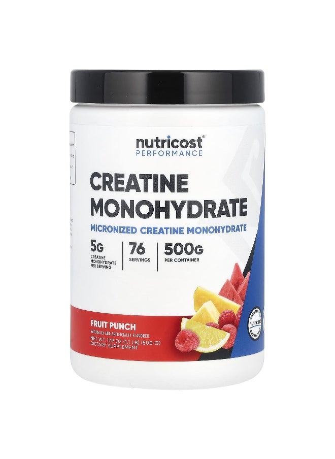 Nutricost Nutricost, Performance, Creatine Monohydrate, Fruit Punch, 1.1 lbs (500 g)  - Image 1