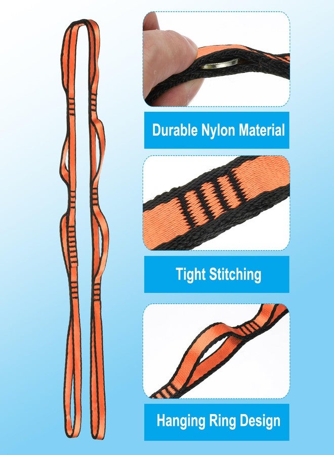 باتيكيل أحزمة سلسلة ديزي من باتيكيل، عبوة من قطعتين، حزام تسلق قوي، سلسلة نايلون قابلة للتعديل مع 8 حلقات لأرجوحة اليوغا الهوائية، برتقالي - Image 3