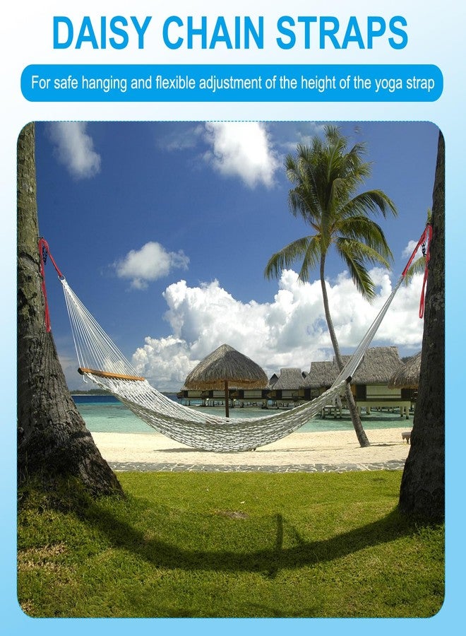 باتيكيل أحزمة سلسلة ديزي من باتيكيل، عبوة من قطعتين، حزام تسلق قوي، سلسلة نايلون قابلة للتعديل مع 8 حلقات لأرجوحة اليوغا الهوائية، برتقالي - Image 4