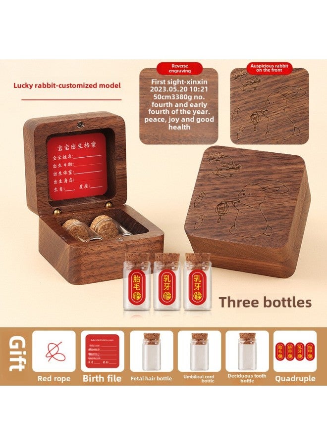 Yiwu Umbilical Cord Collection Box Fetal Hair Souvenir Making Fetal Hair Preservation Bottle Rabbit Baby Navel Baby-Color:Customized Model - 3 Bottles + Stickers + Walnut  - Image 1