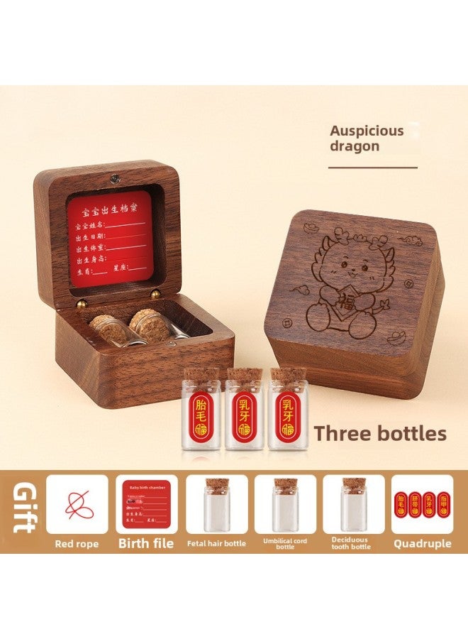 Yiwu Umbilical Cord Collection Box Fetal Hair Souvenir Making Fetal Hair Preservation Bottle Rabbit Baby Navel Baby-Color:Customized Model - 3 Bottles + Stickers + Walnut  - Image 3