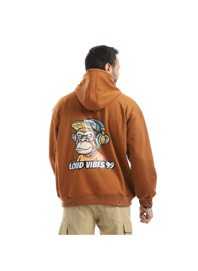 Caesar Men's oversized hoodie with a hood and prints on the chest and back - Image 3