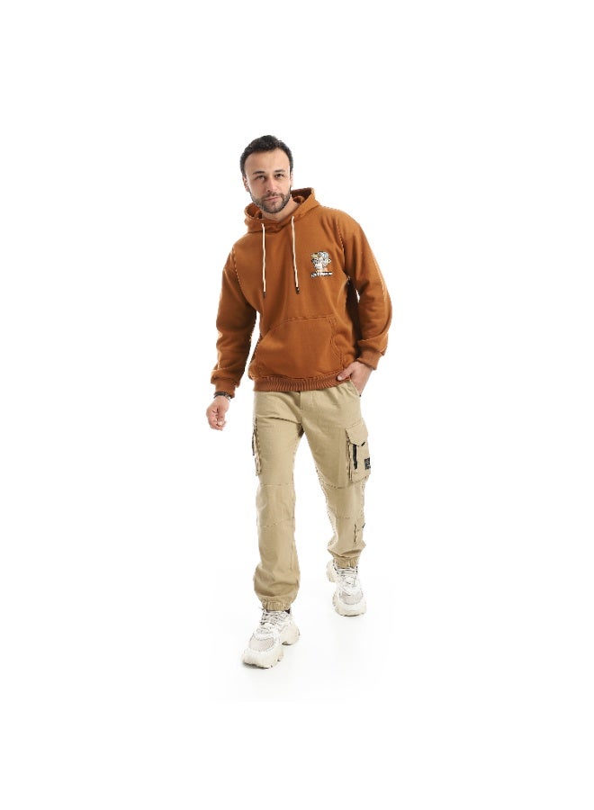 Caesar Men's oversized hoodie with a hood and prints on the chest and back - Image 4