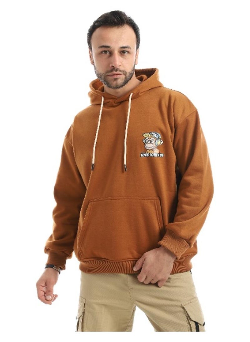 Caesar Men's oversized hoodie with a hood and prints on the chest and back - Image 1