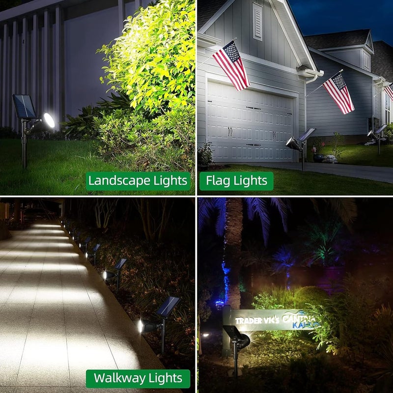 JSOT 600 LM Solar Spotlights Outdoor - IP65 Waterproof Landscape Lighting for Garden, Pathway, and Driveway - 4 Pack with 18 LED Beads in Cool White - Image 2