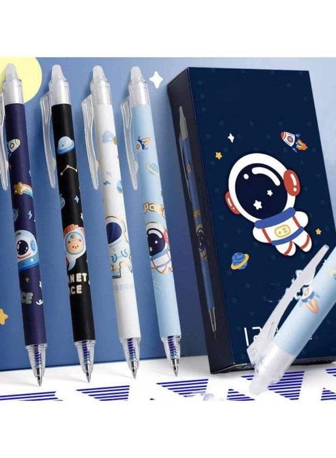 GONIPIMI QQ Astro Erasable Gel Pens, 0.5mm Fine Tip, Space Theme Design with Astronaut Pattern, Pack of 12, Blue Ink (Blue) - Image 2