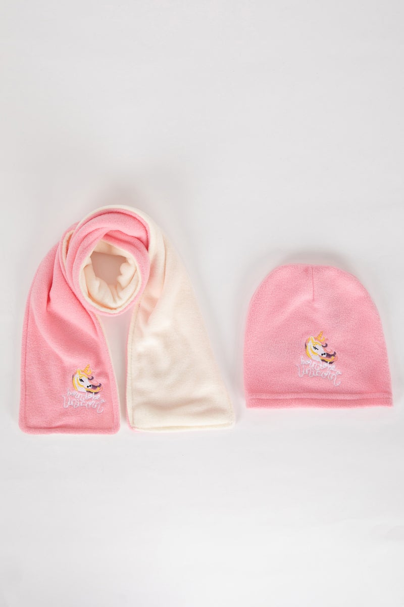 DeFacto Baby Girl 2 Piece Fleece Scarf Beret Set - Image 1