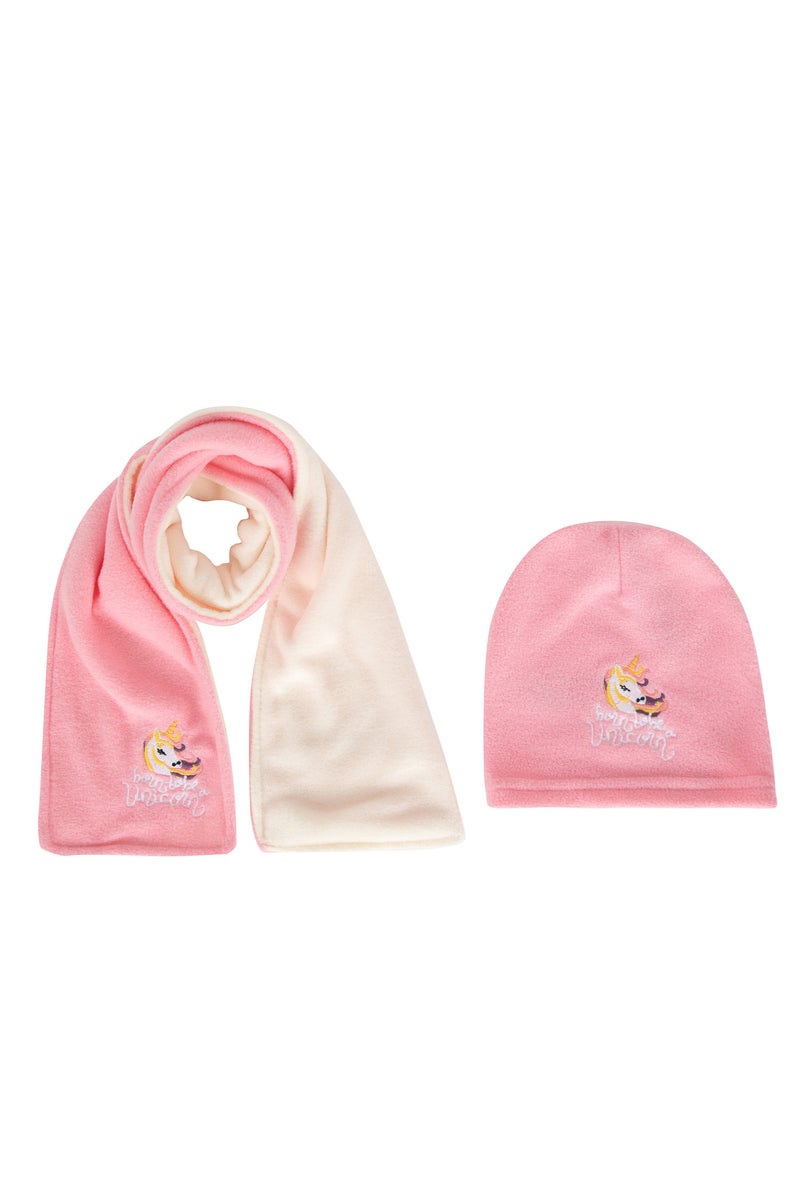 DeFacto Baby Girl 2 Piece Fleece Scarf Beret Set - Image 4