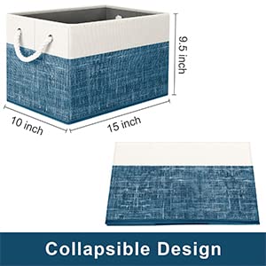 Fab totes Storage Bins [3-Pack]  Foldable Storage Baskets for Organizing Toys  Books  Shelves  Closet  Large Storage Box with Rope Handles  Sturdy Organizer Bins  White & Blue - Image 4