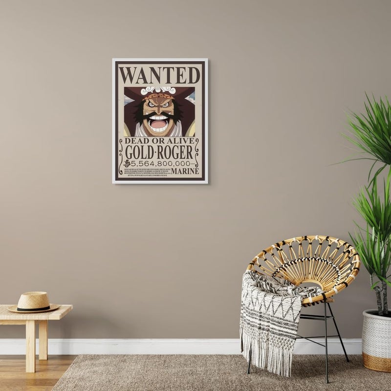 Art Decor Framed Fine Art One Piece Wanted Poster Wall Art Gold Roger Artwork Anime Portrait Print Wall Décor for Bedroom Boys' Room Living Room Gaming Room 30x40cm - Image 2