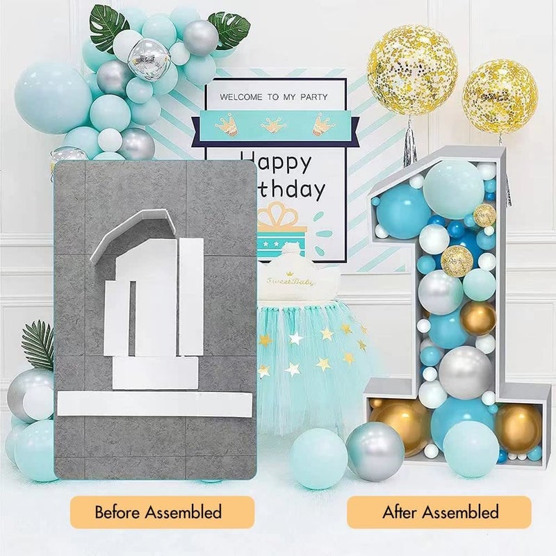 JoyBox Design 3FT Mosaic Balloon Frame Number 1 Light Up Numbers Pre-Cut Kit Thick Foam Board Decoration for Birthdays Anniversary Baby Shower - Image 5