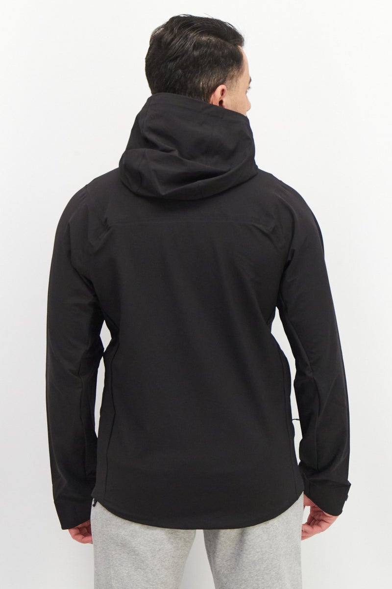 PUMA جاكيت تدريب بغطاء رأس بأكمام طويلة وقصة عادية للرجال، أسود - Image 4