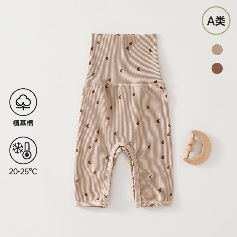 25 Autum New High-Waisted Belly-Protecting Pants Baby Open Pants Bottoming Large Pp Pants Class A Cotton Thick Elastic Baby Pants - Image 1