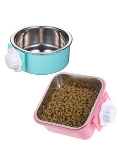 KASTWAVE 2 Pack Crate Dog Bowl, Removable Stainless Steel Water Food Feeder Bows Cage Coop Cup for Cat Puppy Bird Pets for Puppy  - Image 1
