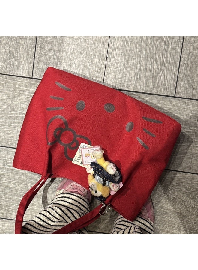 Canvas Bag, Large Size, Simple Design, Thick and Durable, Suitable for Students and Girls (Excluding Charms) - Image 3