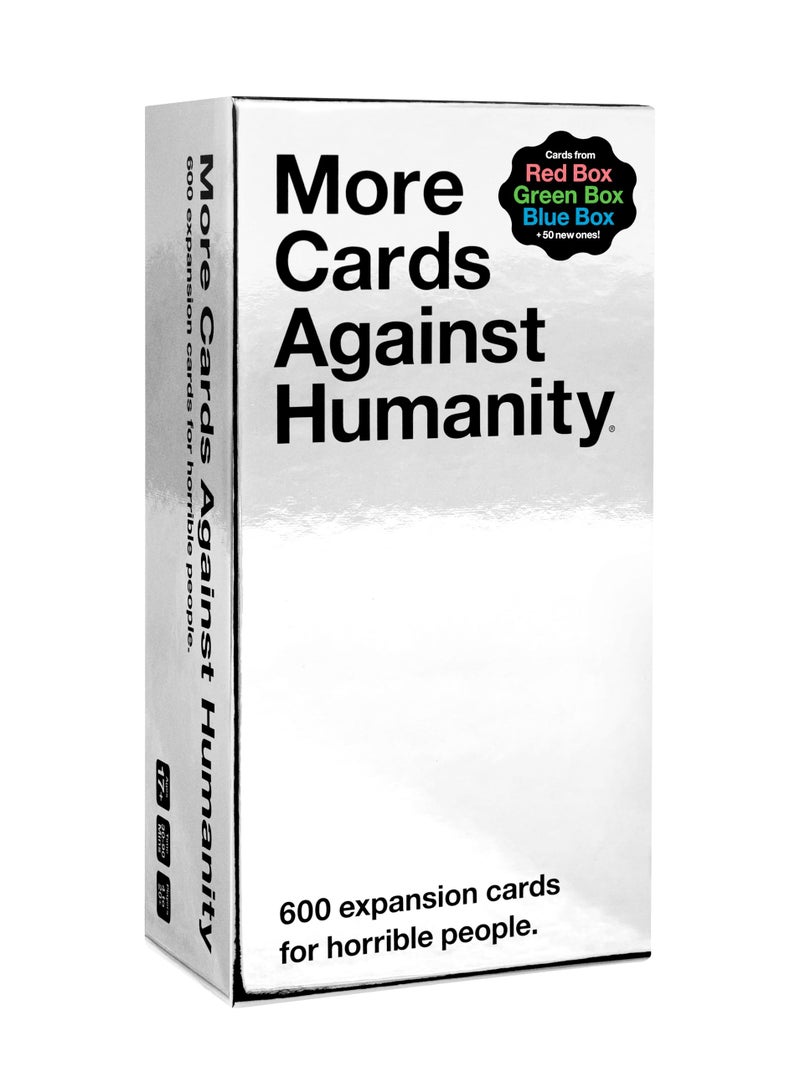 Cards Against Humanity بطاقات أكثر ضد الإنسانية • 600 بطاقة توسيع أساسية • تشمل أفضل البطاقات من الصناديق الحمراء والزرقاء والخضراء - Image 1