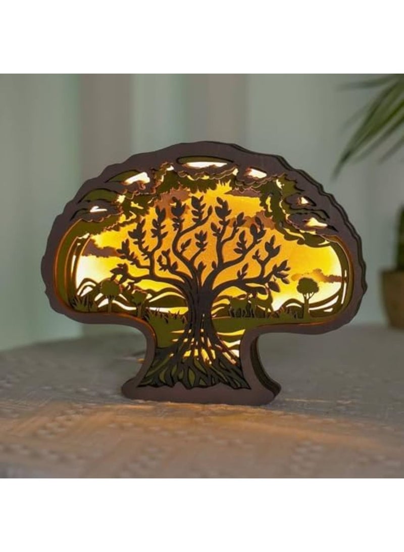 SYOSI 3D Wooden Animal Carving LED Night Light, Hand-Carved Wooden Desk Lamp with Warm Illumination, Modern Home Office Decor for Desktop, Shelf, Bedroom, Festival Decoration, Unique Gift Idea - Image 3