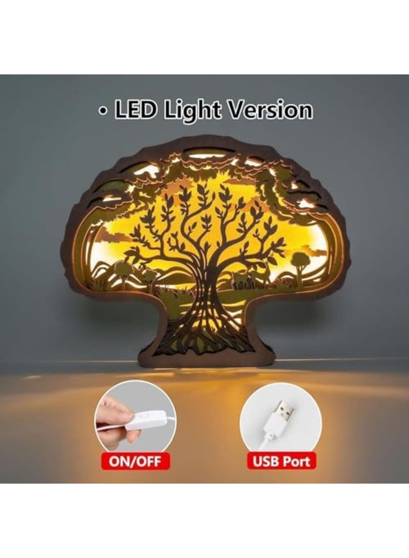SYOSI 3D Wooden Animal Carving LED Night Light, Hand-Carved Wooden Desk Lamp with Warm Illumination, Modern Home Office Decor for Desktop, Shelf, Bedroom, Festival Decoration, Unique Gift Idea - Image 2