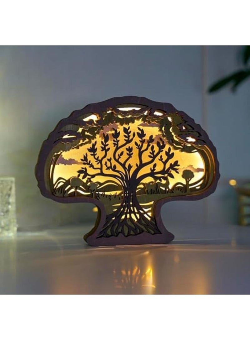 SYOSI 3D Wooden Animal Carving LED Night Light, Hand-Carved Wooden Desk Lamp with Warm Illumination, Modern Home Office Decor for Desktop, Shelf, Bedroom, Festival Decoration, Unique Gift Idea - Image 4