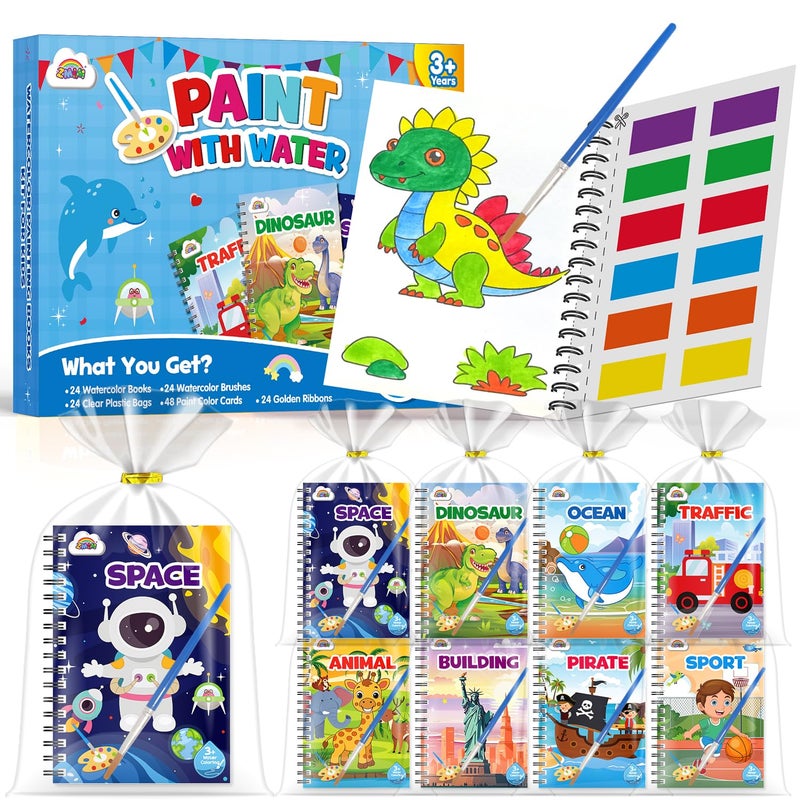 ZMLM 24 Water Coloring Books for Kids Party Favors - Bulk Mini Coloring Books for Kids Ages 4-8,Small Birthday Goodie Bag Stuffers School Teacher Return Gift Art Crafts Classroom Prizes (Boy) - Image 1