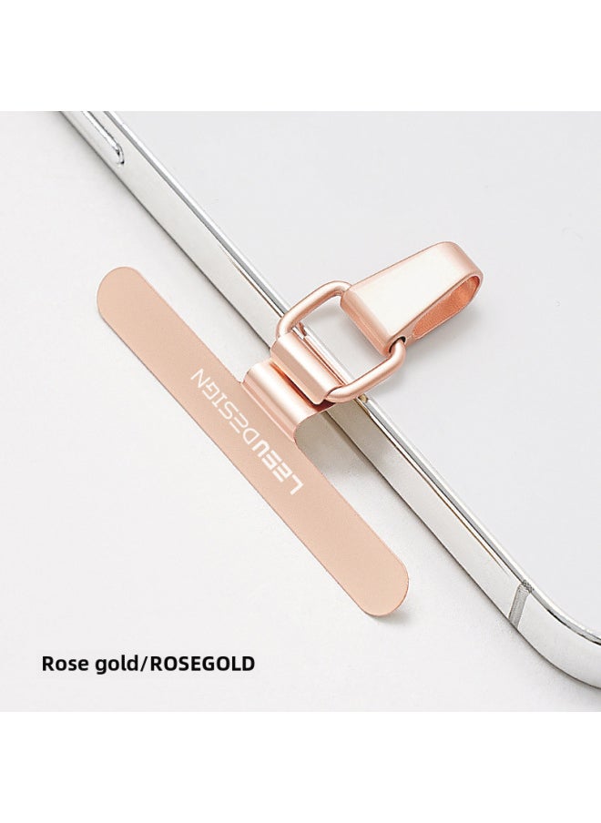 Generic - Mobile Phone Lanyard Clip High-grade Metal Stainless Steel Mobile Phone Gasket Ultra-thin Mobile Phone Hanging Rope Fixed Back Clip Wholesale-Specifications:Water Drop Buckle Small Long Rose Gold (brand Packaging) - Image 1