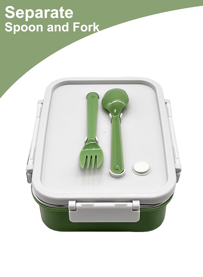 Noon East 3 Compartment lunch box, 800 ml, Leak Proof, Clips Lock on Two ends - Green and White  - Image 3