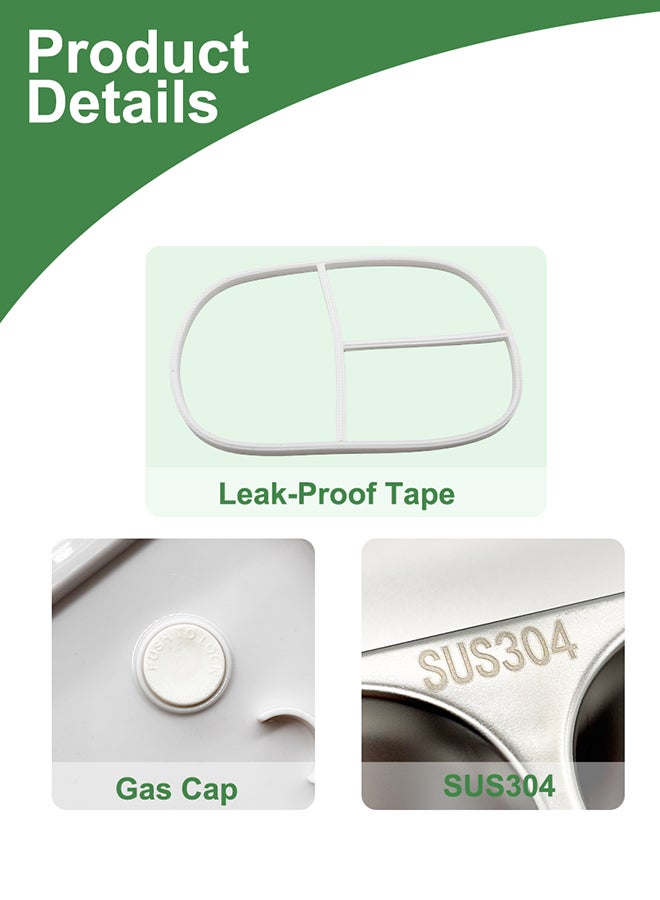 Noon East 3 Compartment lunch box, 800 ml, Leak Proof, Clips Lock on Two ends - Green and White  - Image 4