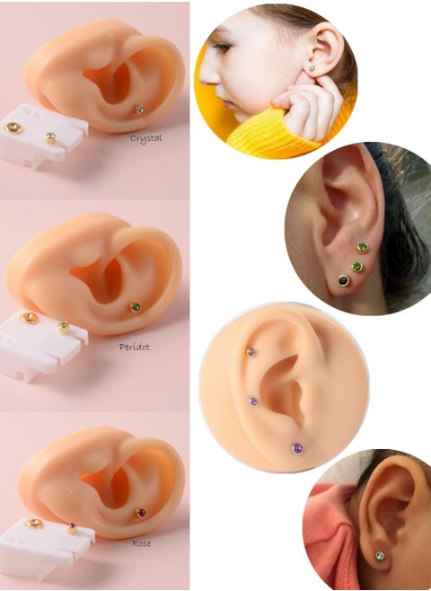 Set of three sterelized medical small earings piercing for girls and babies
