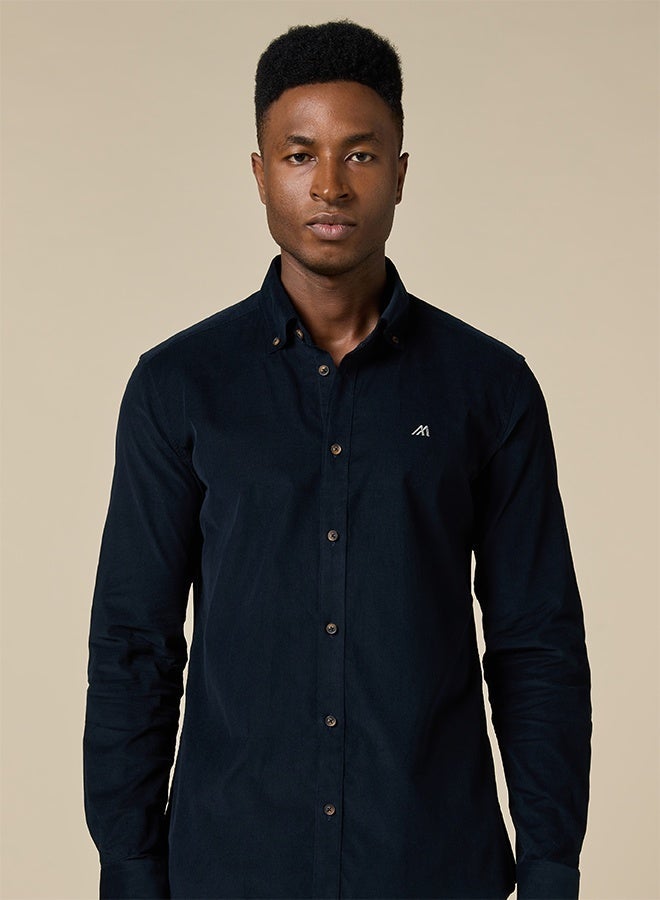 Mannerism The Midnight Texture Dark Blue Corduroy Shirt with Deep Ribbed Feel - Image 2