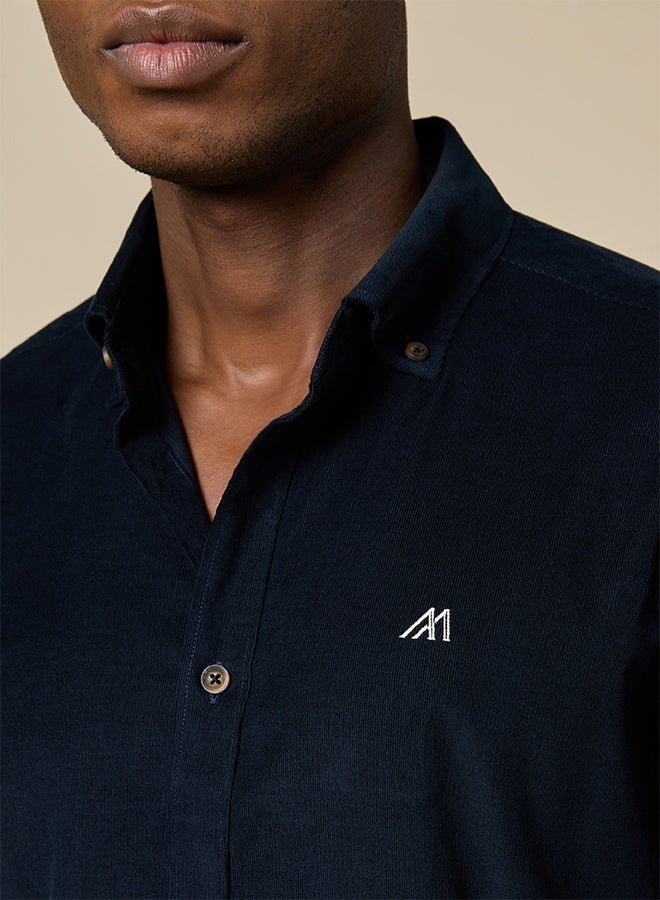 Mannerism The Midnight Texture Dark Blue Corduroy Shirt with Deep Ribbed Feel - Image 5
