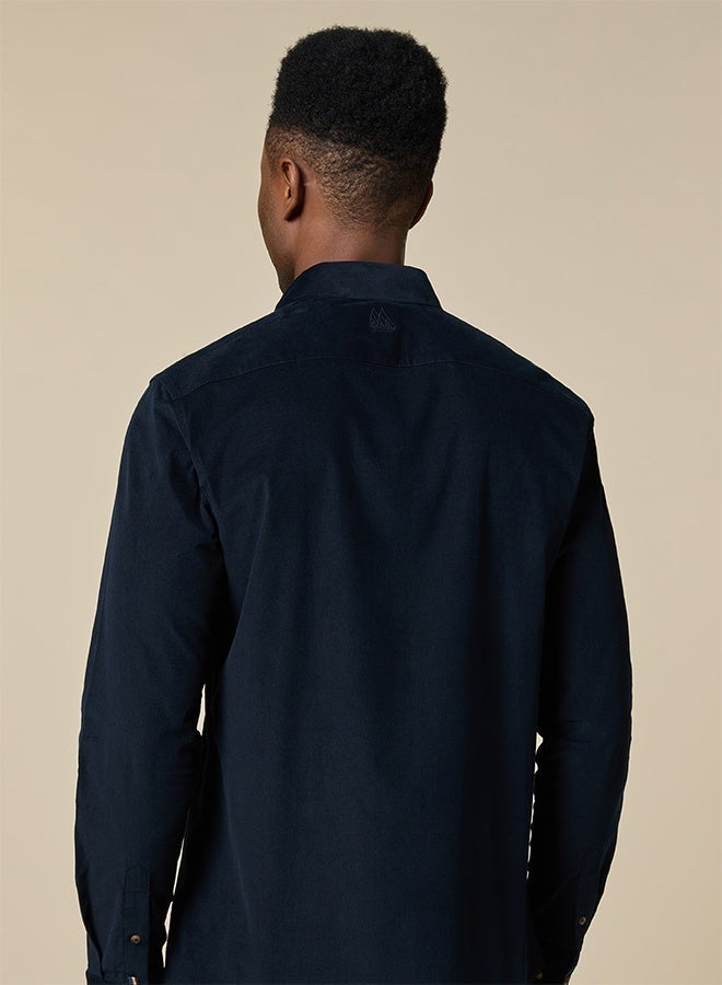 Mannerism The Midnight Texture Dark Blue Corduroy Shirt with Deep Ribbed Feel - Image 4