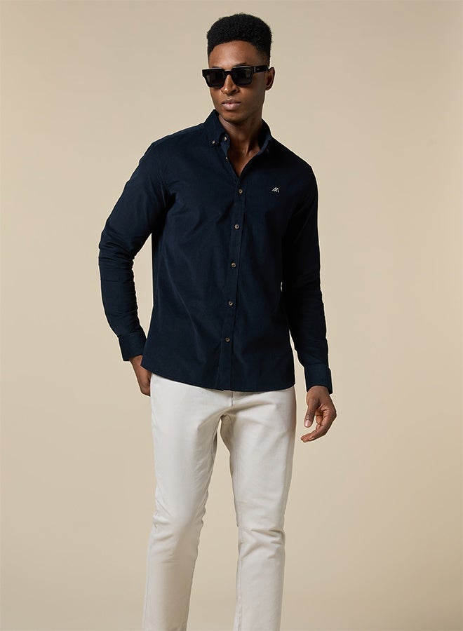 Mannerism The Midnight Texture Dark Blue Corduroy Shirt with Deep Ribbed Feel - Image 3