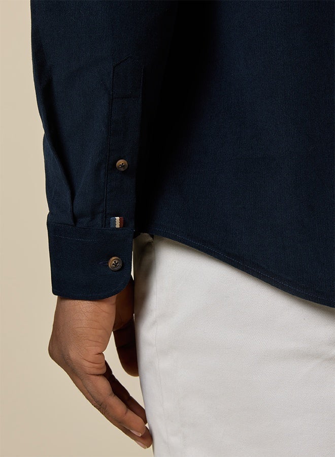 Mannerism The Midnight Texture Dark Blue Corduroy Shirt with Deep Ribbed Feel - Image 5