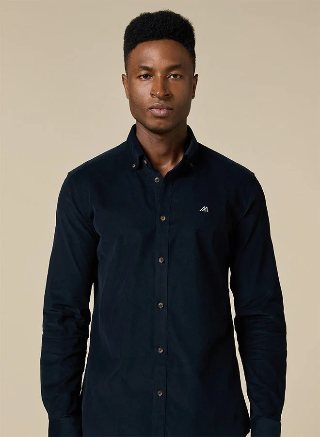 Mannerism The Midnight Texture Dark Blue Corduroy Shirt with Deep Ribbed Feel