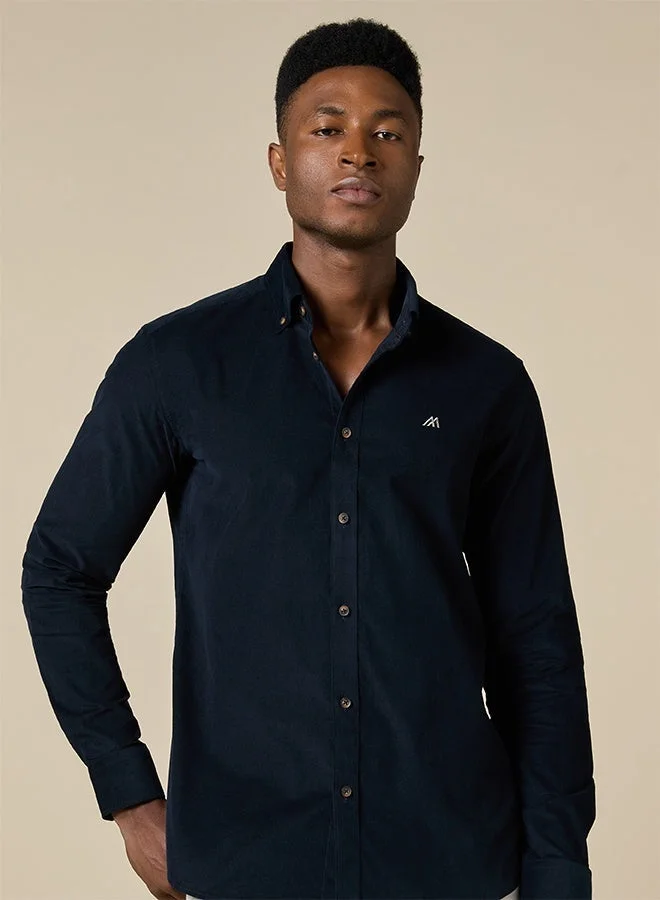 Mannerism The Midnight Texture Dark Blue Corduroy Shirt with Deep Ribbed Feel
