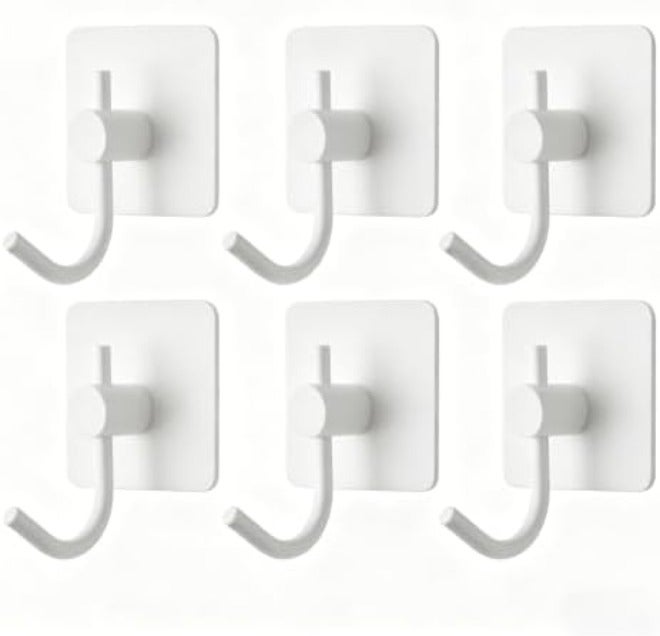 VAEHOLD 6 Pack Adhesive Wall Hooks, Heavy Duty Sticky Holder Aluminum Towel Hooks for Hanging Coat, Hat, Key, Clothes, Closet Hook Wall Mount for Kitchen, Bathroom, Office (Black) - Image 1