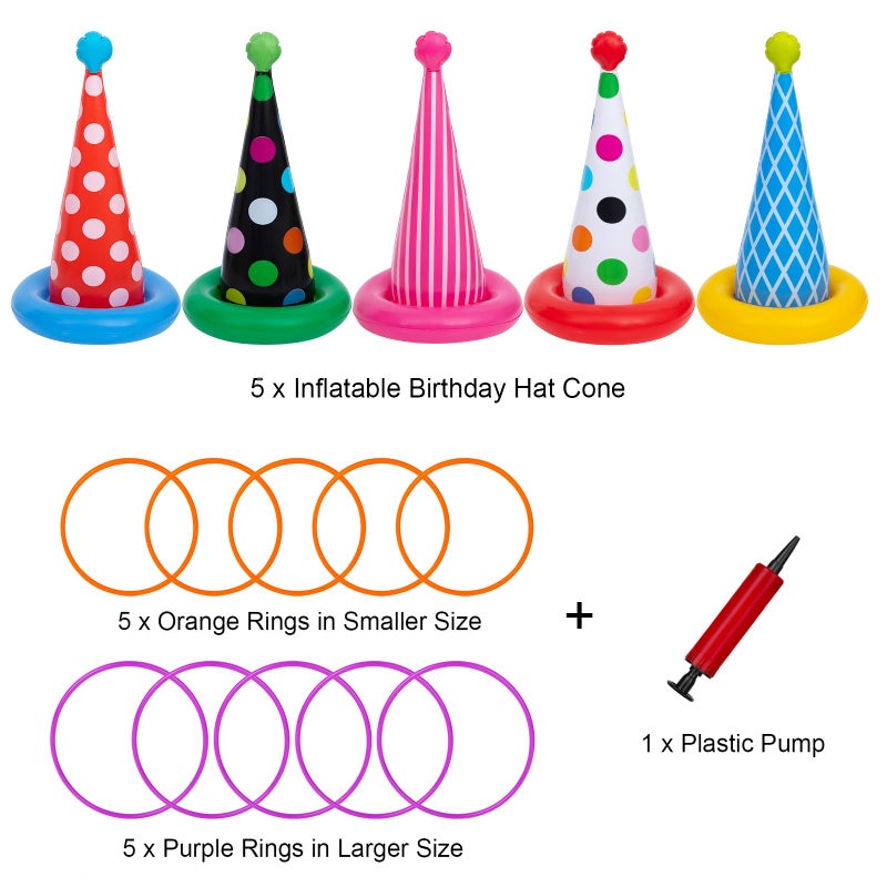 Stegosaurus Inflatable Ring Toss Game, Birthday Party Games Ring Toss Game for Kids Adults Birthday Party Decorations Lawn & Yard Games Toys for Family 5-Pack with 10 Plastic Rings - Image 4
