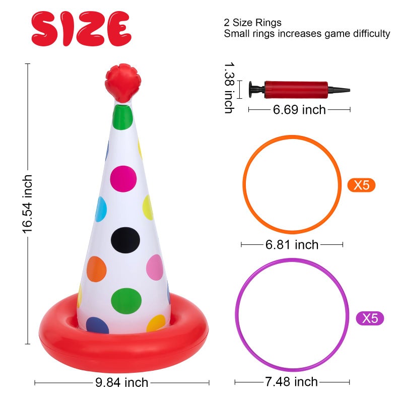 Stegosaurus Inflatable Ring Toss Game, Birthday Party Games Ring Toss Game for Kids Adults Birthday Party Decorations Lawn & Yard Games Toys for Family 5-Pack with 10 Plastic Rings - Image 2