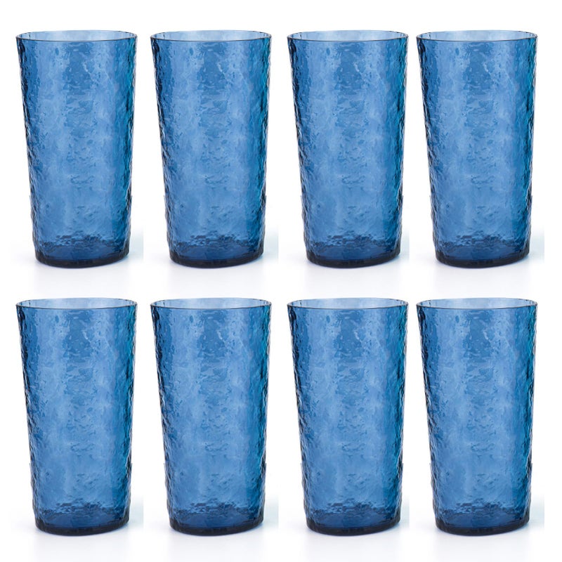 KXWARE 18ounce Acrylic Highball Glasses Plastic Tumbler set of 8 Blue
