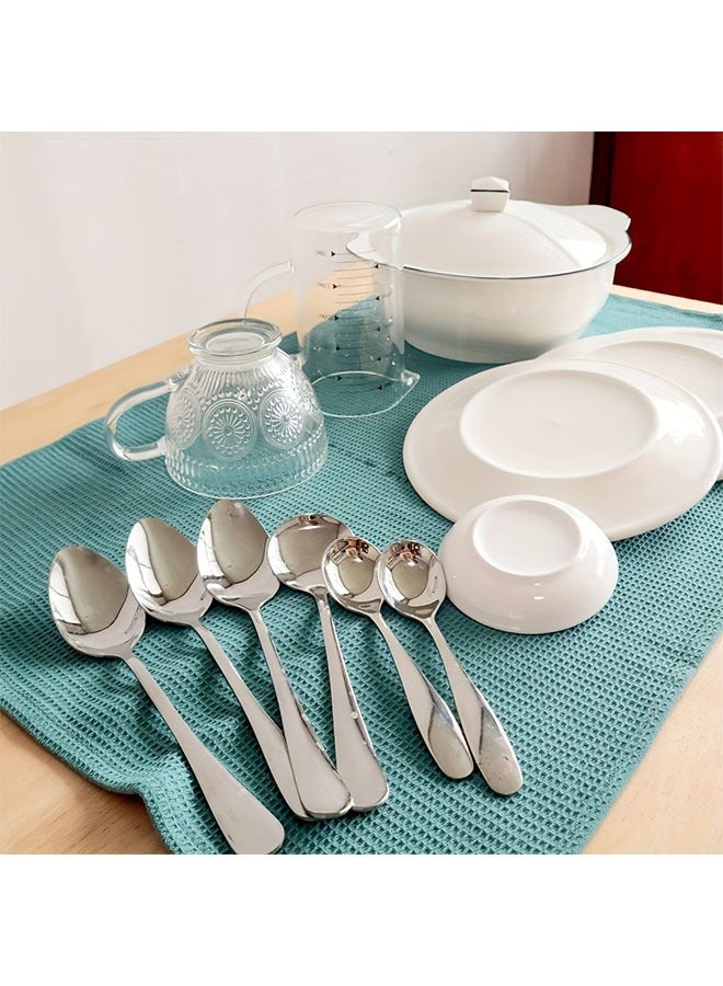 هومستر 3 قطع مناشف مطبخ ناعمة ماصة مناشف ذات حجم كبير قماش وافل متين منسوج، أخضر نقي مع أنماط مزخرفة ومخططة، سهل التنظيف والتجفيف -مثالي للطهي والخبز ووقت الشاي - Image 2