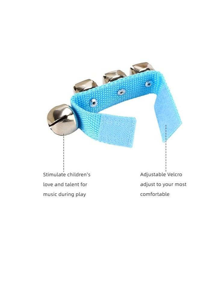 Set of 12 Bell Bracelets - Pair of Bracelets with 4 Bells, Multi-Coloured Musical Instruments and Rattle for Parties, School and Music Class  - Image 3