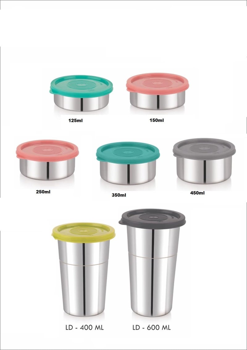 Foliam Leak Proof Click and Seal Lock Stainless Steel Storage/Air Tight Tiffin Container/Lunch Container with lid (LD-2) 450ml - Image 5