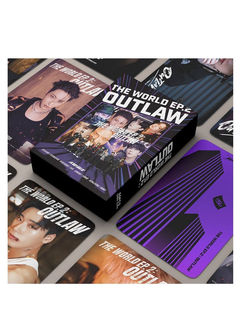 Generic 55 Pieces Of ATEEZ New Album THE WORLD EP.2:OUTLAW Lomo Card Collection Card Photo Card  - Image 1
